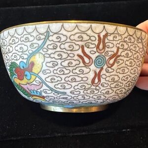 Antique Cloisonné Dragon Motif Bowl